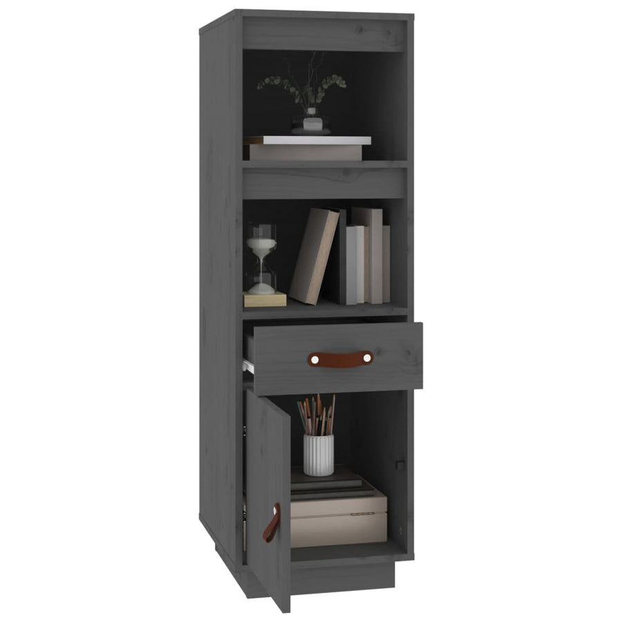 Hoge Kast 34X40X108,5 Cm Massief Grenenhout Grijs
