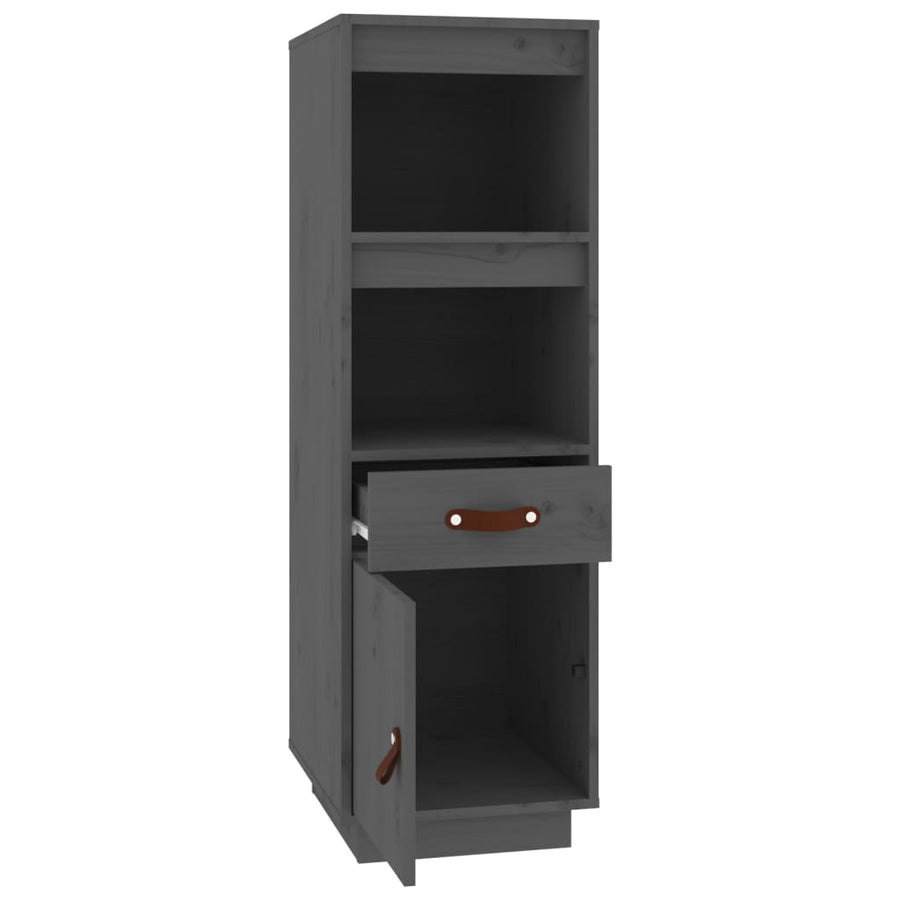 Hoge Kast 34X40X108,5 Cm Massief Grenenhout Grijs