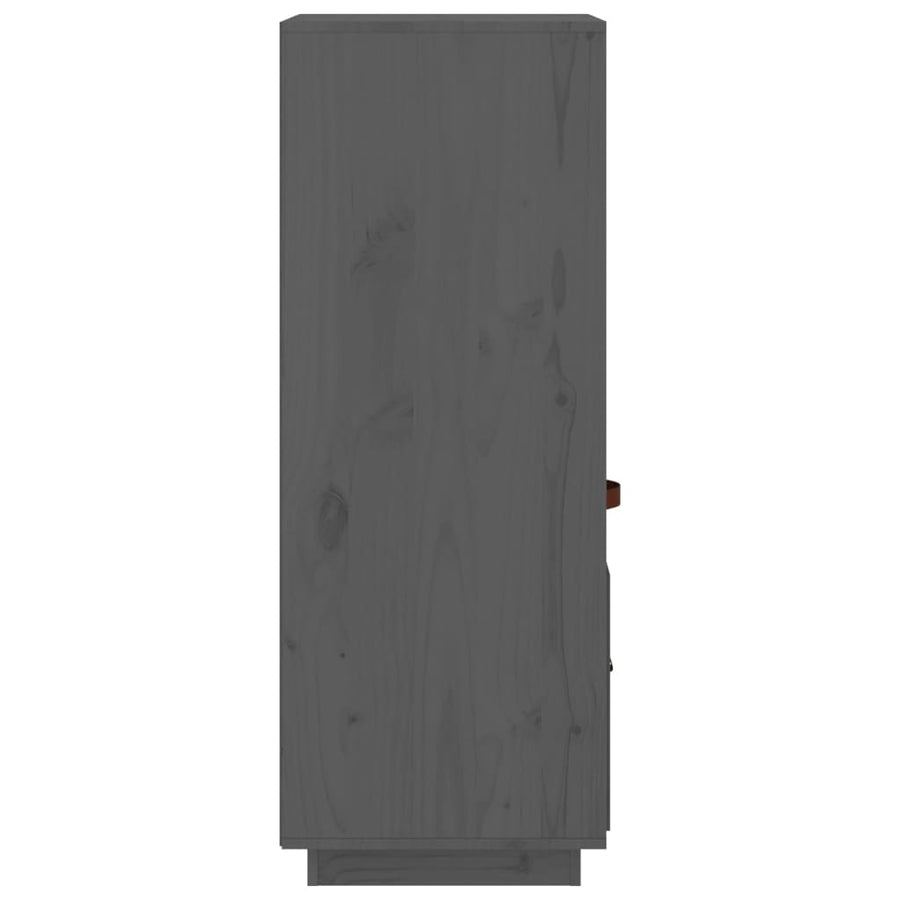 Hoge Kast 34X40X108,5 Cm Massief Grenenhout Grijs