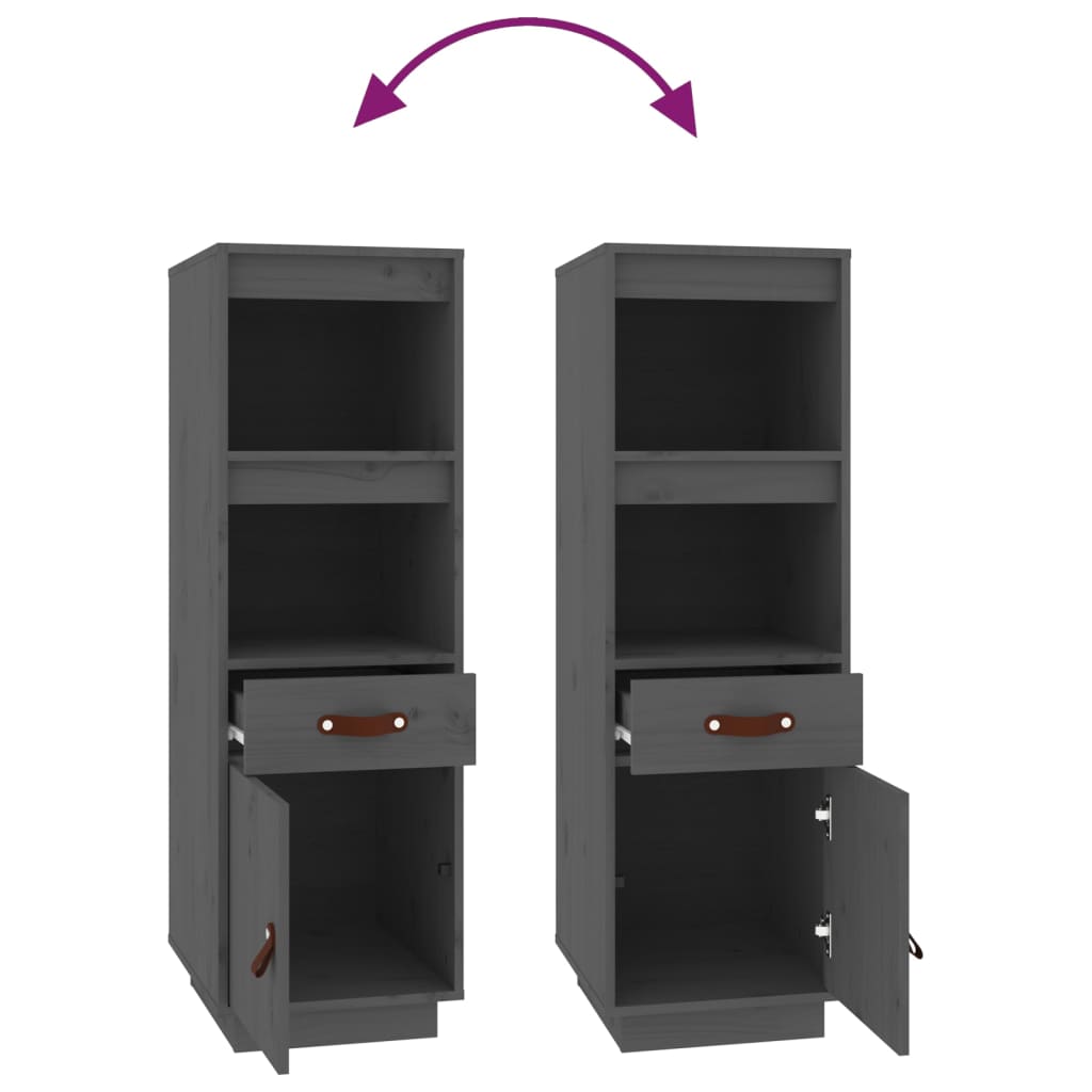 Hoge Kast 34X40X108,5 Cm Massief Grenenhout Grijs