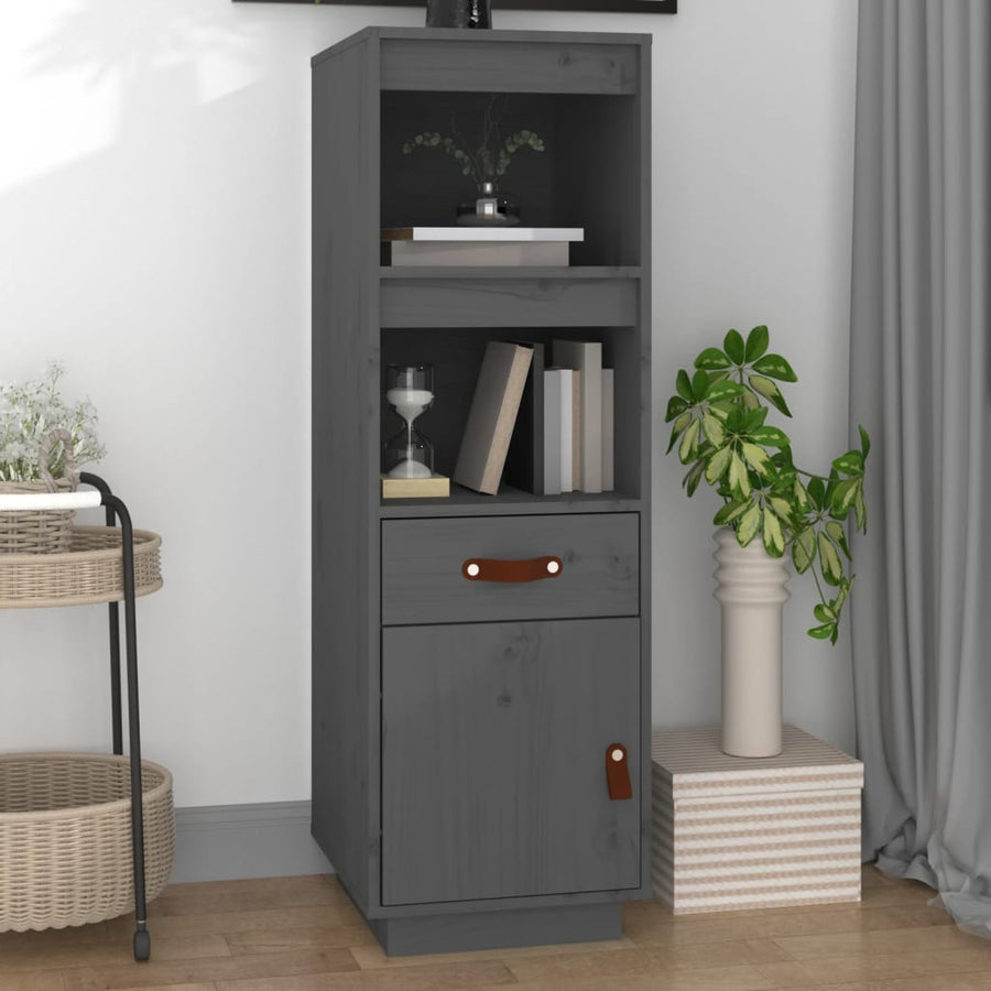 Hoge Kast 34X40X108,5 Cm Massief Grenenhout Grijs