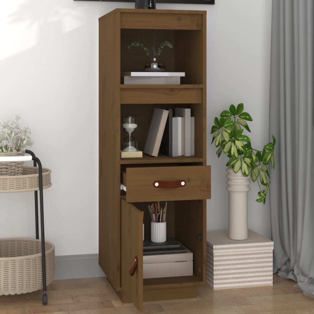 Hoge Kast 34X40X108,5 Cm Massief Grenenhout Honingbruin