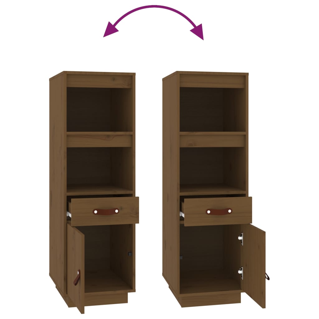 Hoge Kast 34X40X108,5 Cm Massief Grenenhout Honingbruin