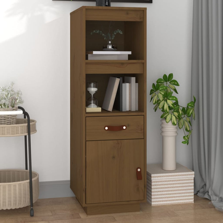 Hoge Kast 34X40X108,5 Cm Massief Grenenhout Honingbruin
