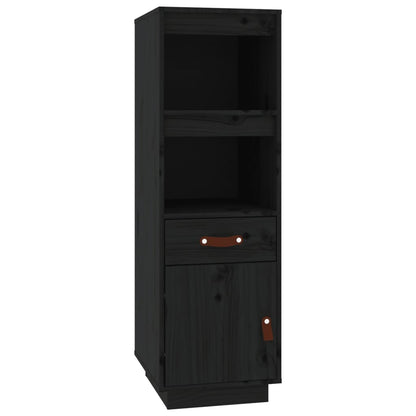Hoge Kast 34X40X108,5 Cm Massief Grenenhout Zwart