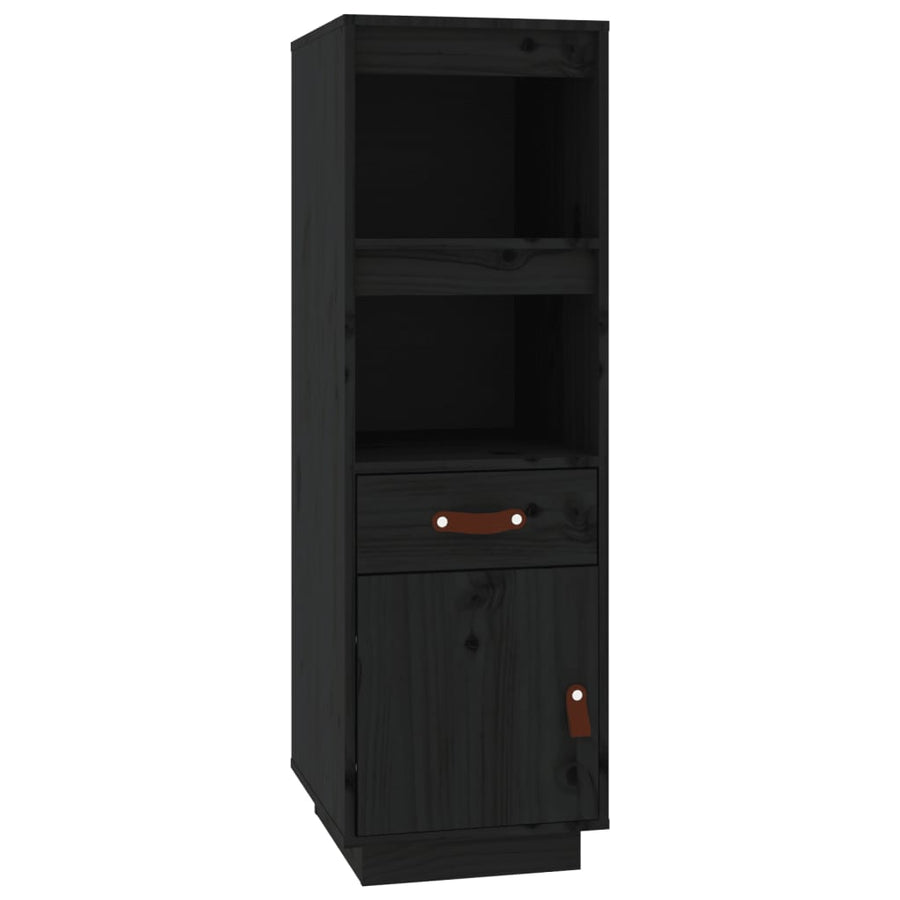 Hoge Kast 34X40X108,5 Cm Massief Grenenhout Zwart