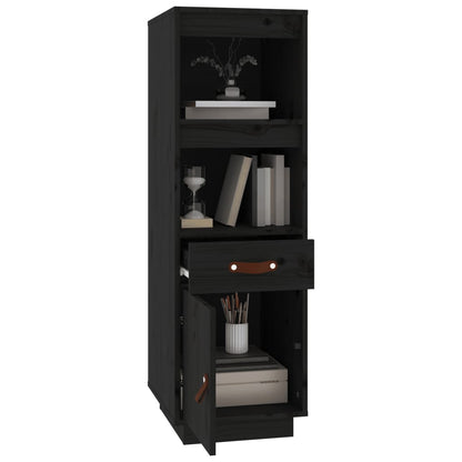 Hoge Kast 34X40X108,5 Cm Massief Grenenhout Zwart