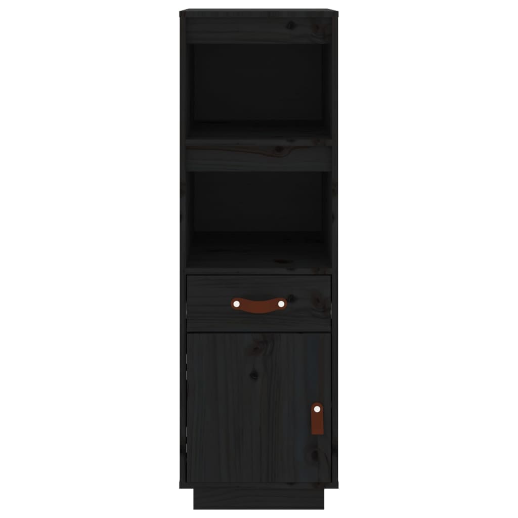 Hoge Kast 34X40X108,5 Cm Massief Grenenhout Zwart