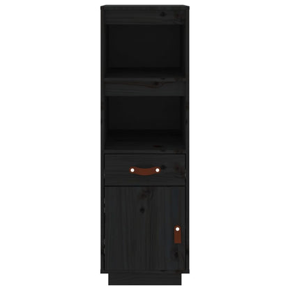 Hoge Kast 34X40X108,5 Cm Massief Grenenhout Zwart