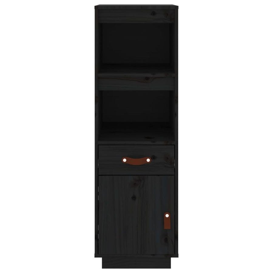 Hoge Kast 34X40X108,5 Cm Massief Grenenhout Zwart