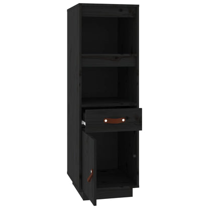 Hoge Kast 34X40X108,5 Cm Massief Grenenhout Zwart