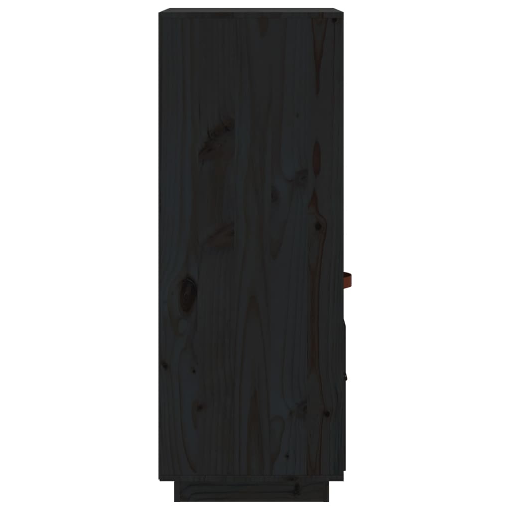 Hoge Kast 34X40X108,5 Cm Massief Grenenhout Zwart