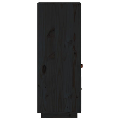Hoge Kast 34X40X108,5 Cm Massief Grenenhout Zwart