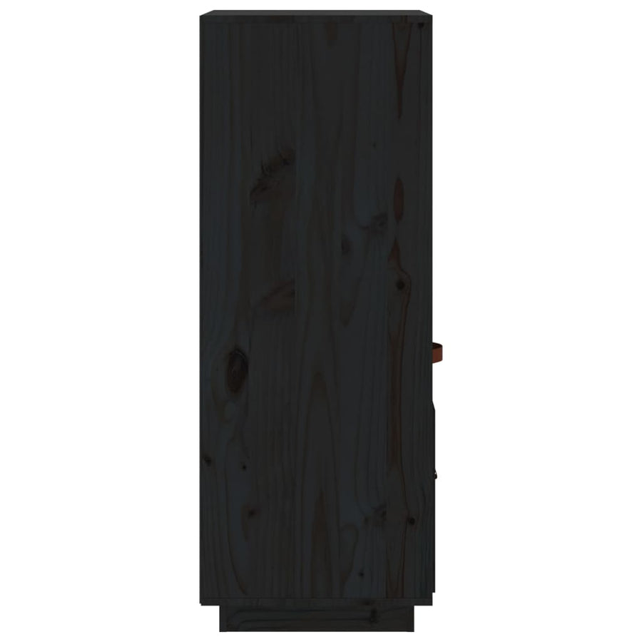 Hoge Kast 34X40X108,5 Cm Massief Grenenhout Zwart