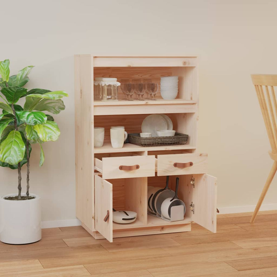 Hoge Kast 67X40X108,5 Cm Massief Grenenhout Naturel