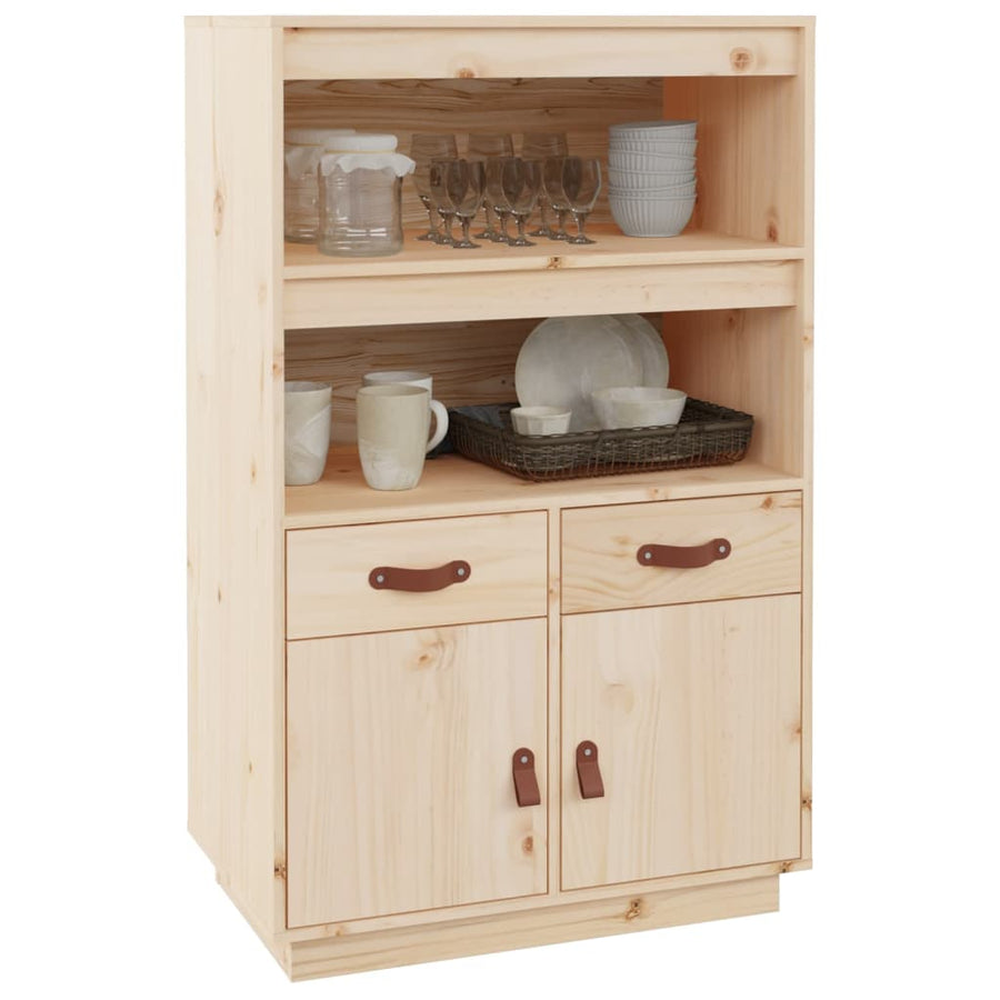 Hoge Kast 67X40X108,5 Cm Massief Grenenhout Naturel