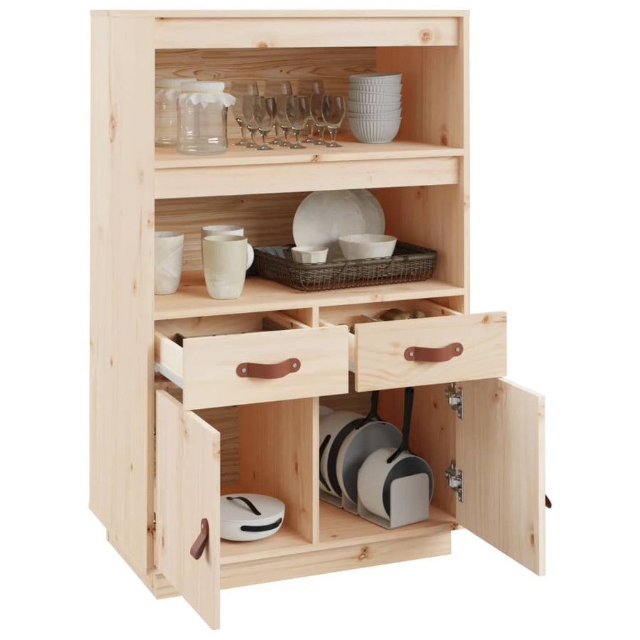 Hoge Kast 67X40X108,5 Cm Massief Grenenhout Naturel