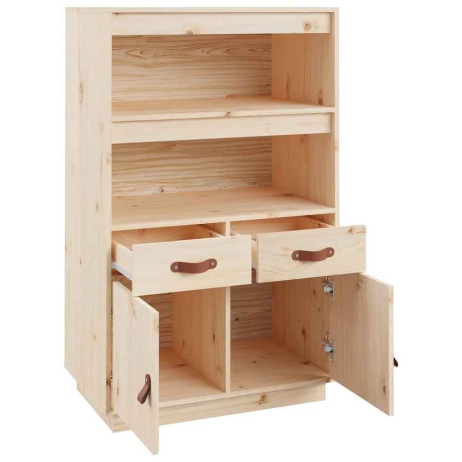Hoge Kast 67X40X108,5 Cm Massief Grenenhout Naturel
