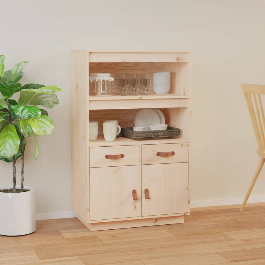 Hoge Kast 67X40X108,5 Cm Massief Grenenhout Naturel