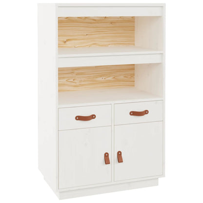 Hoge Kast 67X40X108,5 Cm Massief Grenenhout Wit