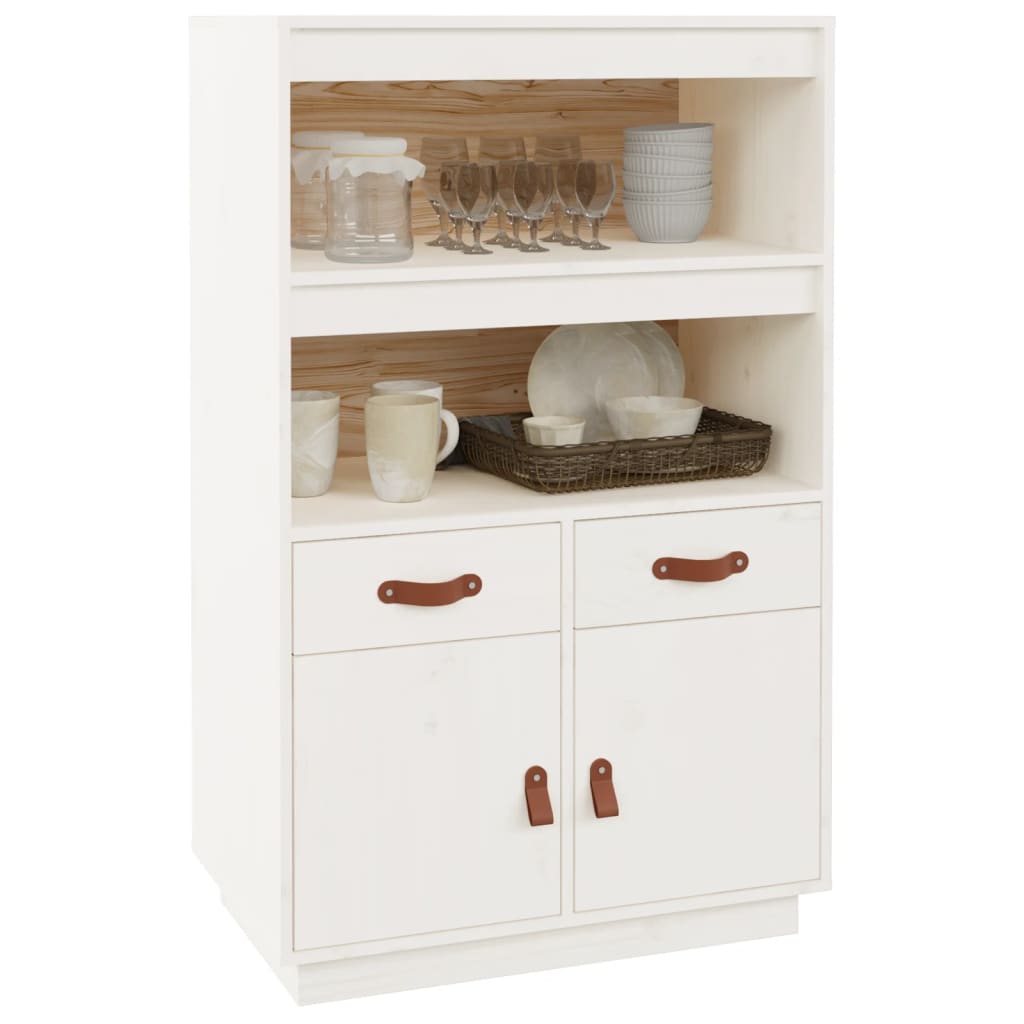 Hoge Kast 67X40X108,5 Cm Massief Grenenhout Wit