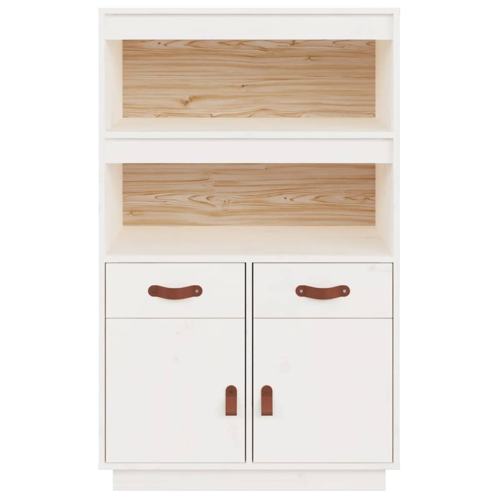 Hoge Kast 67X40X108,5 Cm Massief Grenenhout Wit