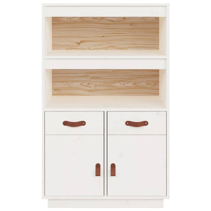 Hoge Kast 67X40X108,5 Cm Massief Grenenhout Wit