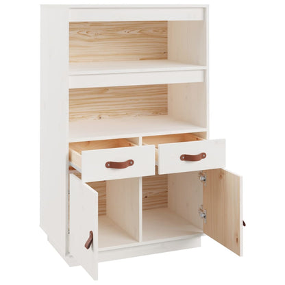 Hoge Kast 67X40X108,5 Cm Massief Grenenhout Wit