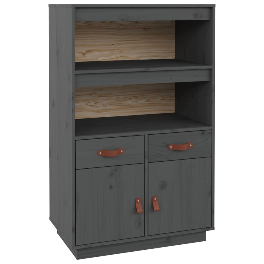 Hoge Kast 67X40X108,5 Cm Massief Grenenhout Grijs