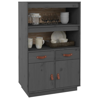 Hoge Kast 67X40X108,5 Cm Massief Grenenhout Grijs