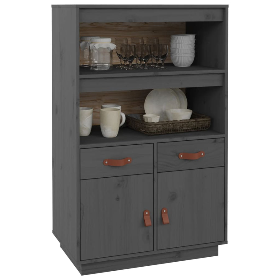 Hoge Kast 67X40X108,5 Cm Massief Grenenhout Grijs