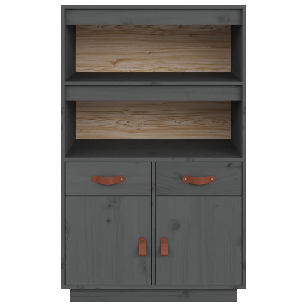 Hoge Kast 67X40X108,5 Cm Massief Grenenhout Grijs