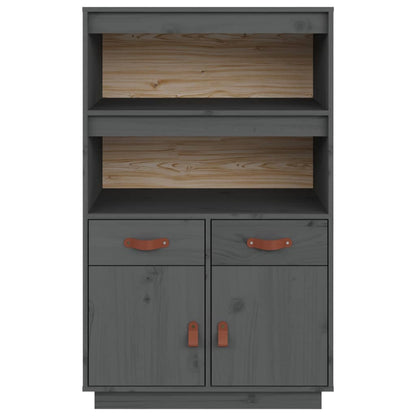 Hoge Kast 67X40X108,5 Cm Massief Grenenhout Grijs