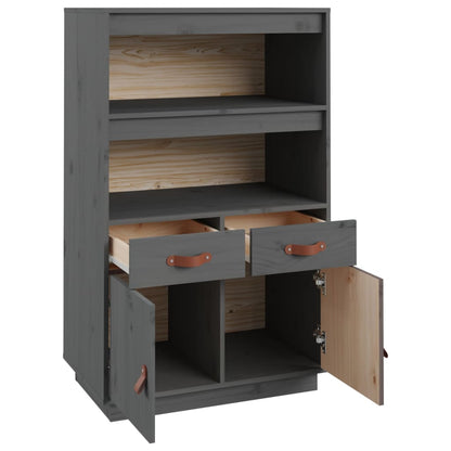 Hoge Kast 67X40X108,5 Cm Massief Grenenhout Grijs