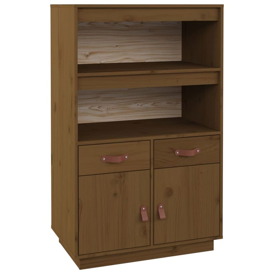 Hoge Kast 67X40X108,5 Cm Massief Grenenhout Honingbruin