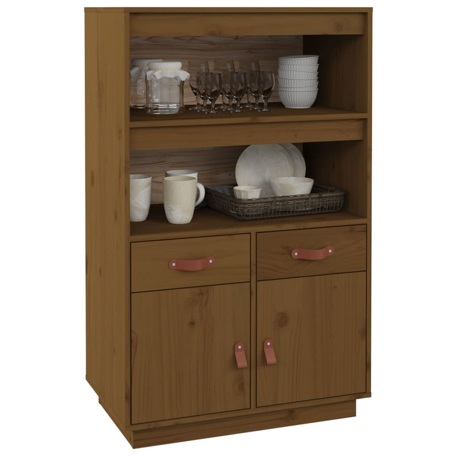 Hoge Kast 67X40X108,5 Cm Massief Grenenhout Honingbruin