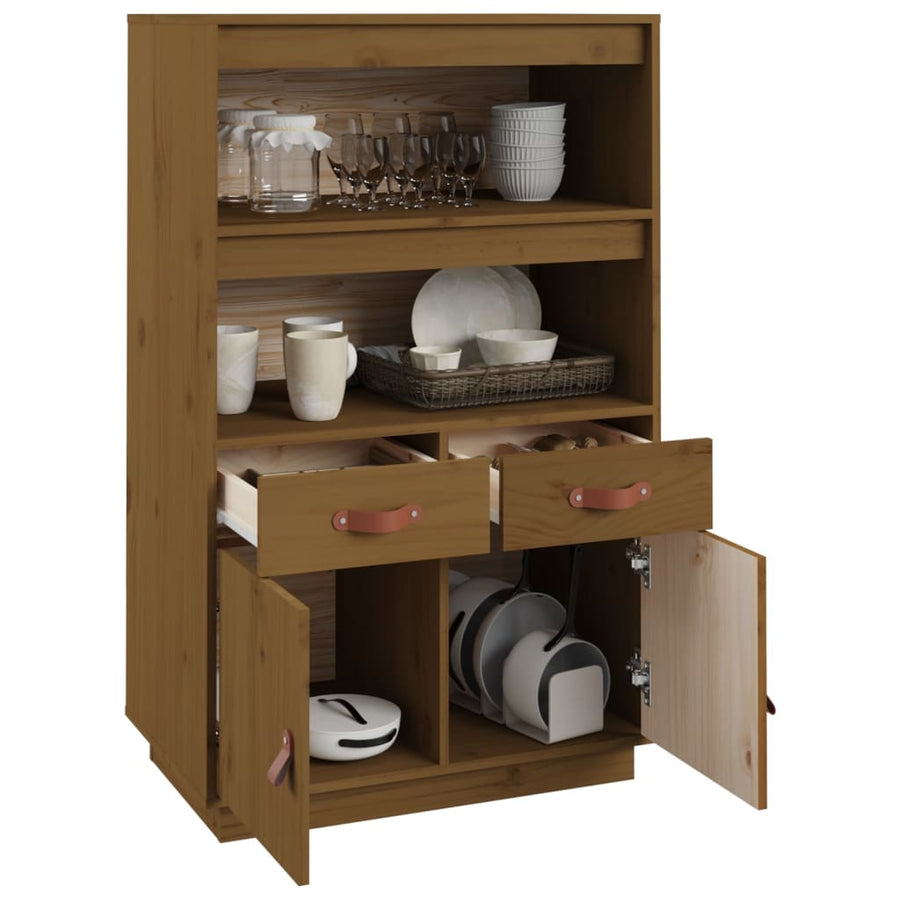 Hoge Kast 67X40X108,5 Cm Massief Grenenhout Honingbruin