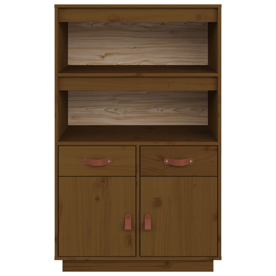 Hoge Kast 67X40X108,5 Cm Massief Grenenhout Honingbruin