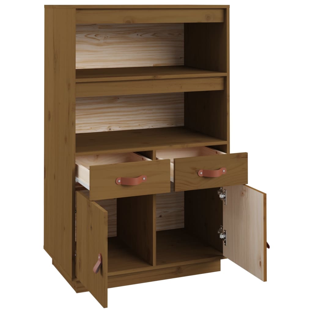 Hoge Kast 67X40X108,5 Cm Massief Grenenhout Honingbruin