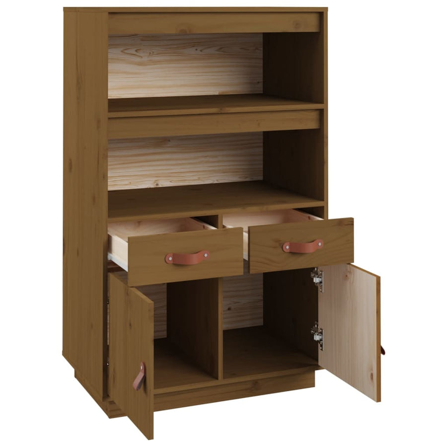 Hoge Kast 67X40X108,5 Cm Massief Grenenhout Honingbruin