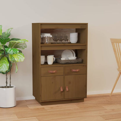 Hoge Kast 67X40X108,5 Cm Massief Grenenhout Honingbruin