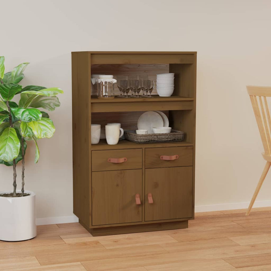 Hoge Kast 67X40X108,5 Cm Massief Grenenhout Honingbruin