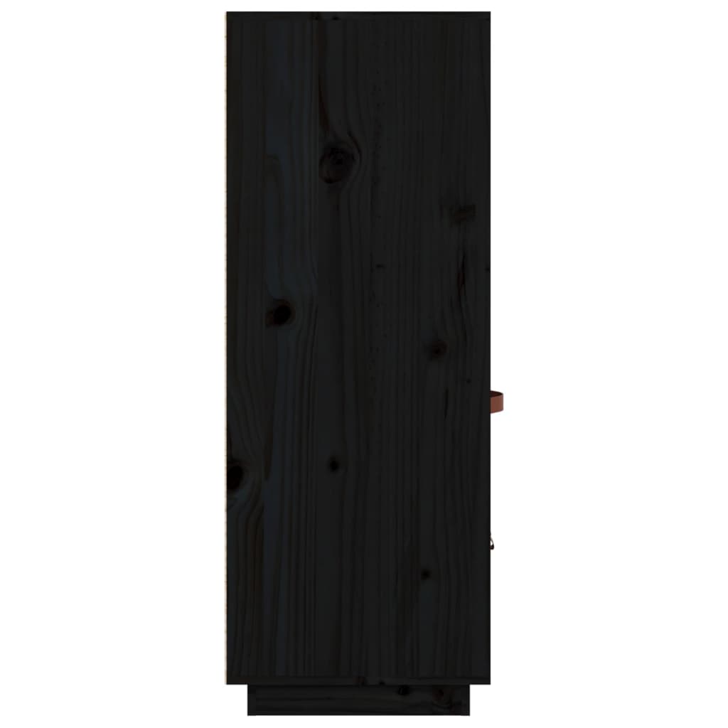 Hoge Kast 67X40X108,5 Cm Massief Grenenhout Zwart