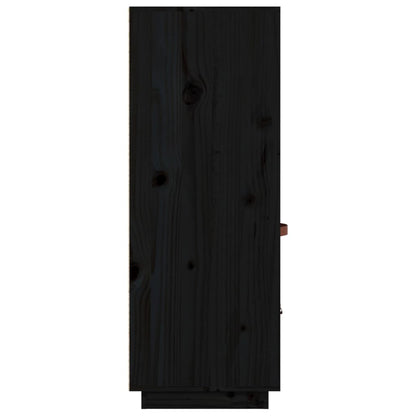 Hoge Kast 67X40X108,5 Cm Massief Grenenhout Zwart