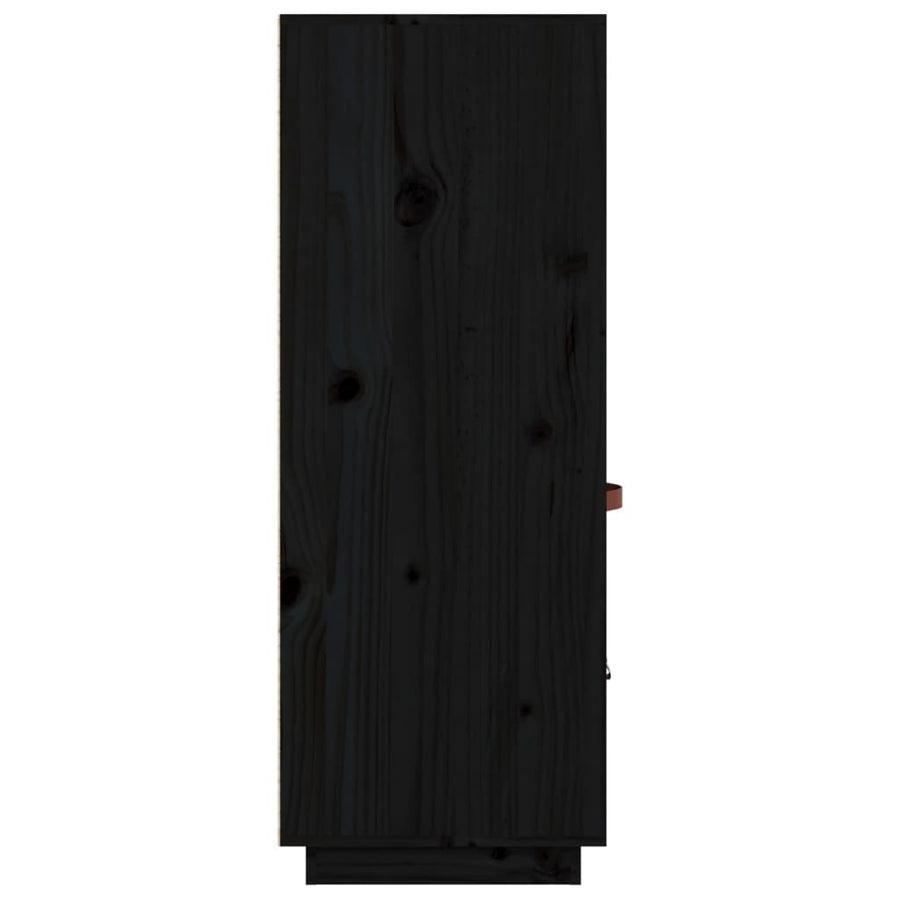 Hoge Kast 67X40X108,5 Cm Massief Grenenhout Zwart