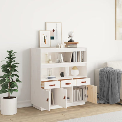 Hoge kast 100x40x108,5 cm massief grenenhout wit