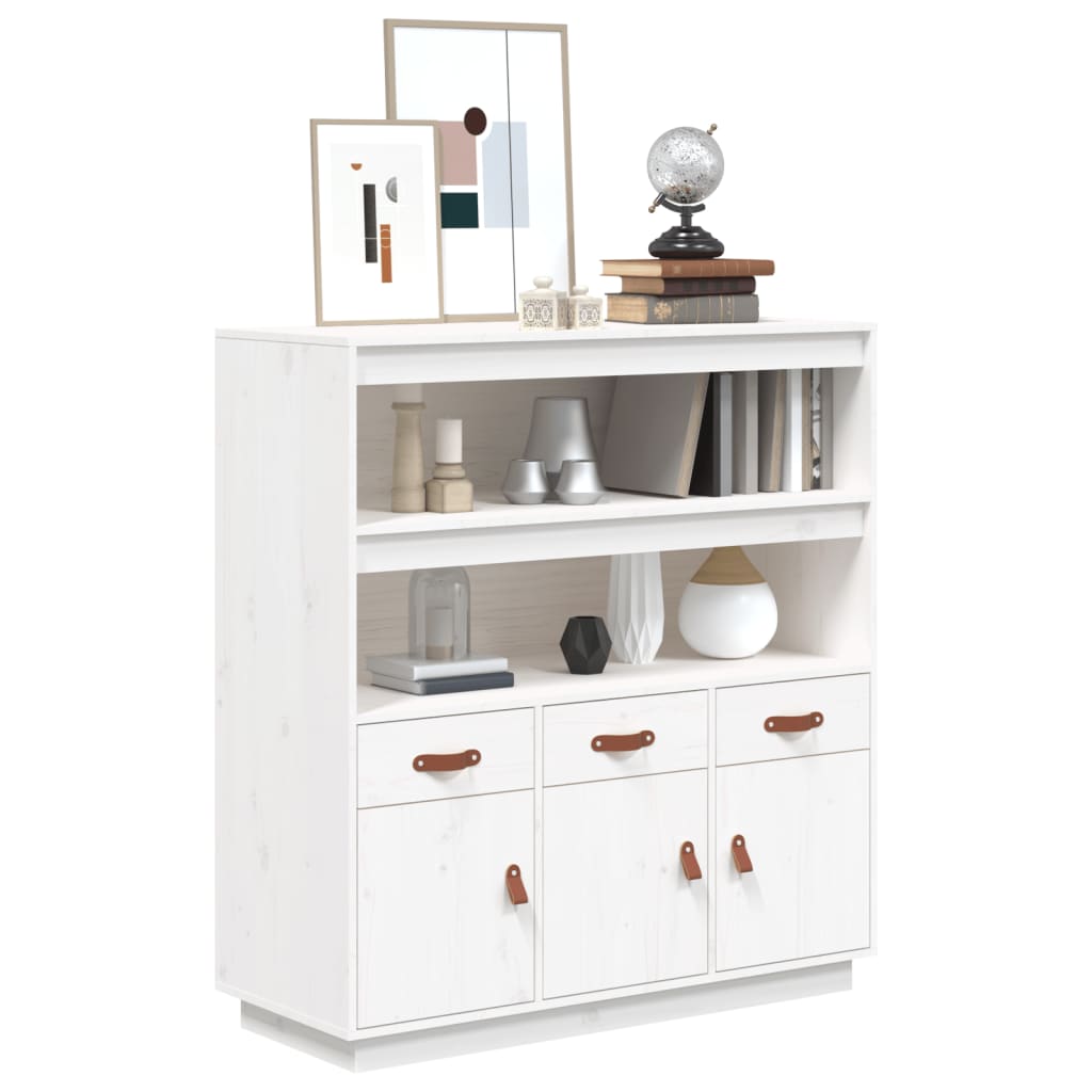 Hoge kast 100x40x108,5 cm massief grenenhout wit