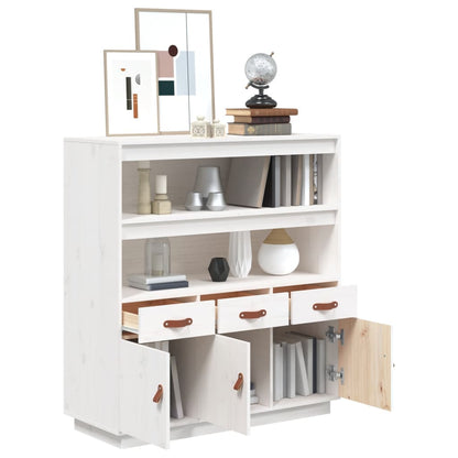 Hoge kast 100x40x108,5 cm massief grenenhout wit