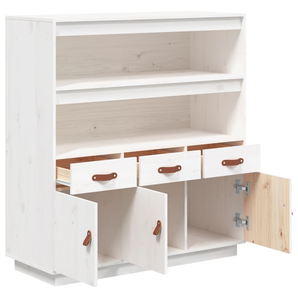 Hoge kast 100x40x108,5 cm massief grenenhout wit