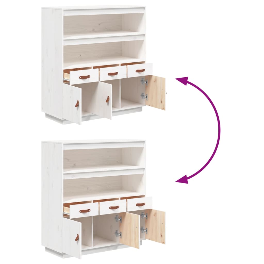 Hoge kast 100x40x108,5 cm massief grenenhout wit